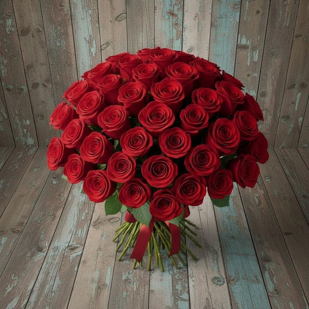 Букет 55 Красных роз Фридом в Газопроводск