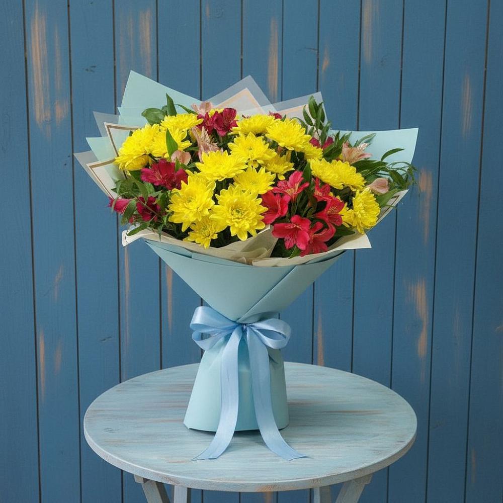Букет цветов из: Альстромерии и Хризантемы в Газопроводск