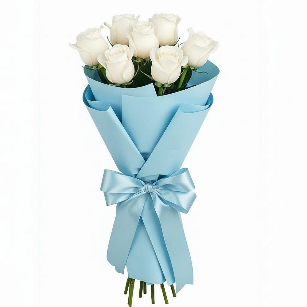 Букет 7 белых роз Проуд в Газопроводск