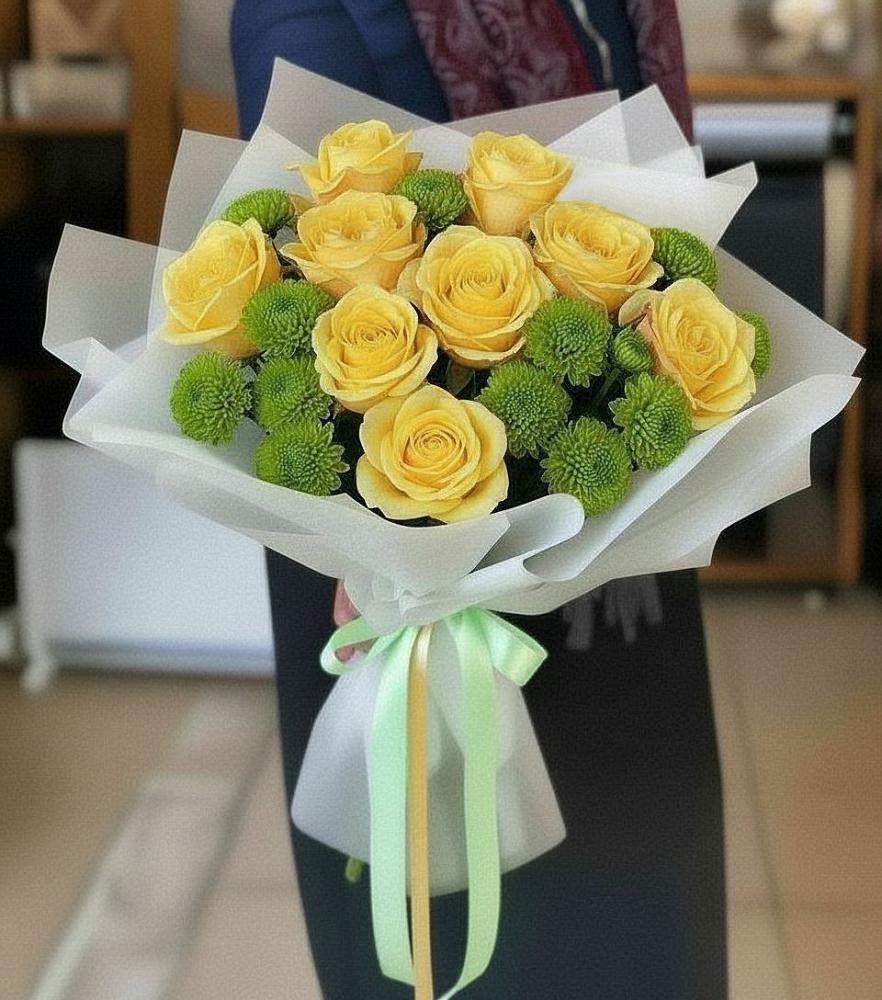 Букет цветов из: Хризантемы и Розы в Газопроводск