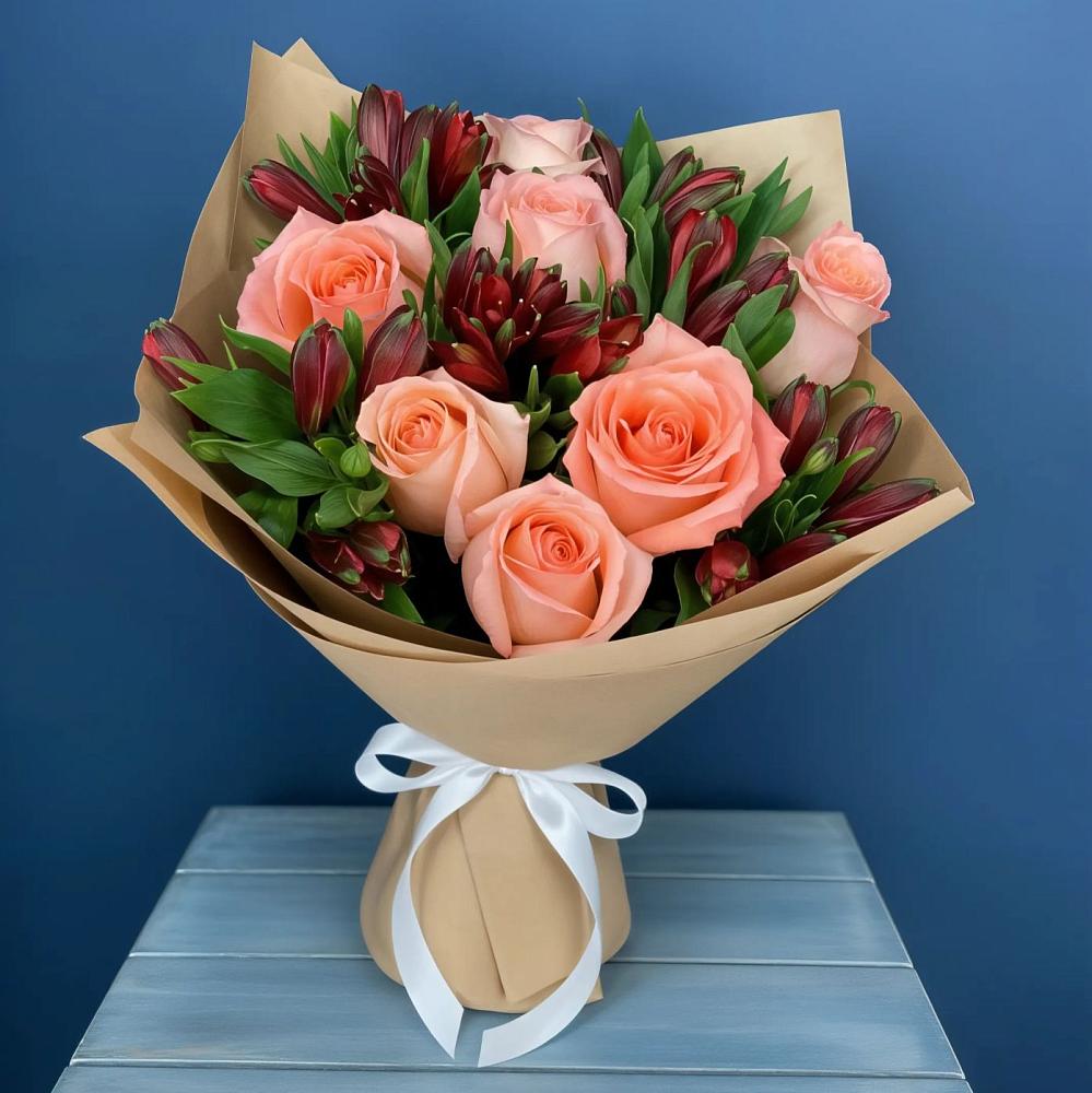 Букет цветов из: Розы и Альстромерии в Газопроводск