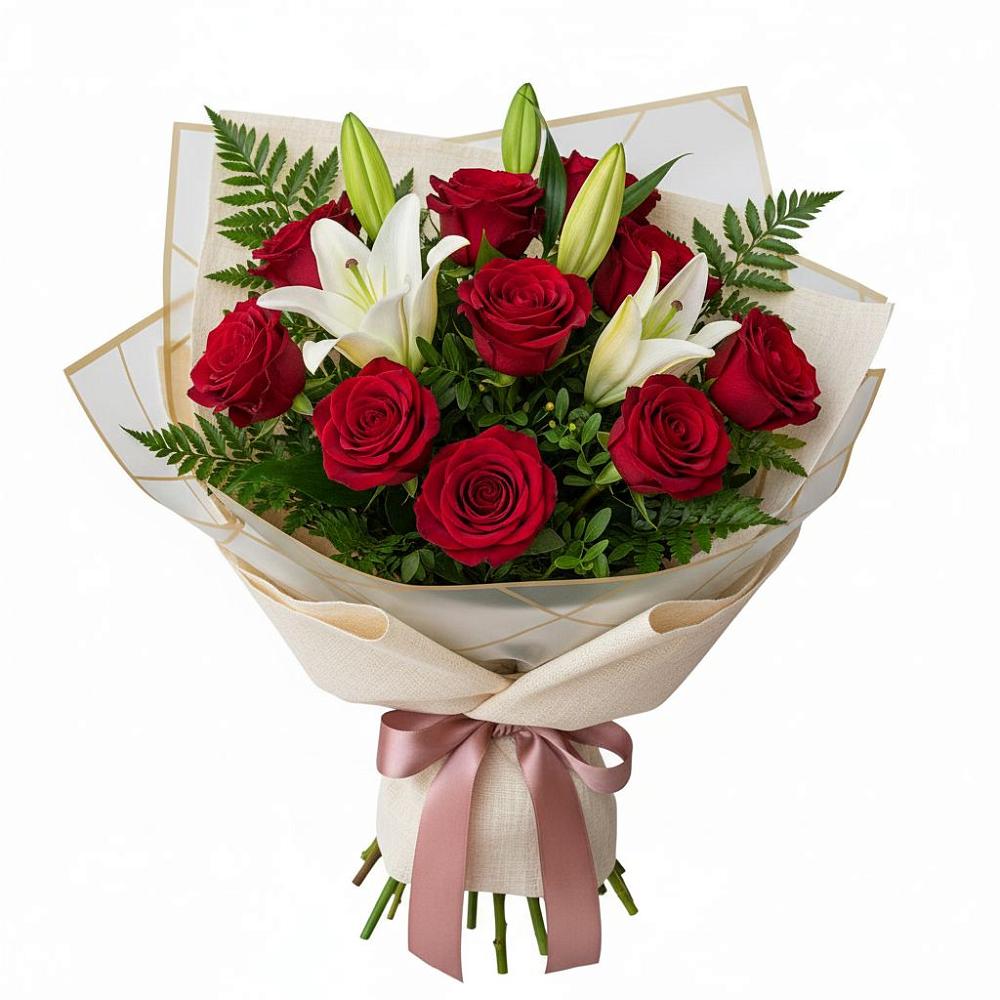 Букет цветов из: Лилии и Розы в Газопроводск