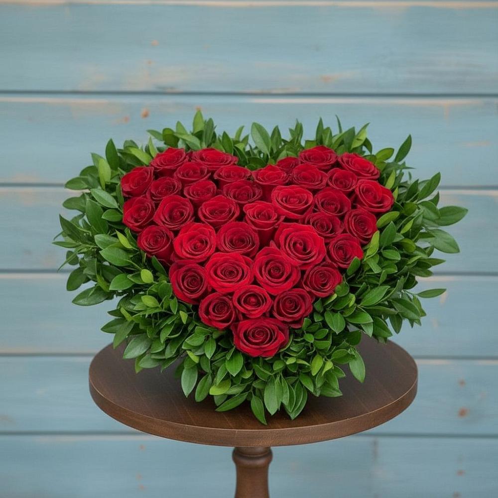 Цветочная композиция из Розы в виде сердца в Газопроводск