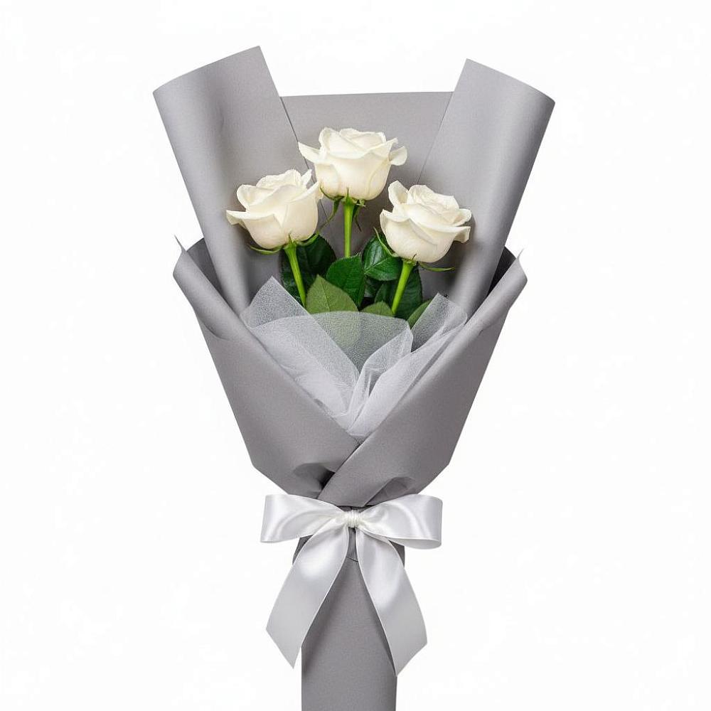 Букет 3 белые розы в Газопроводск