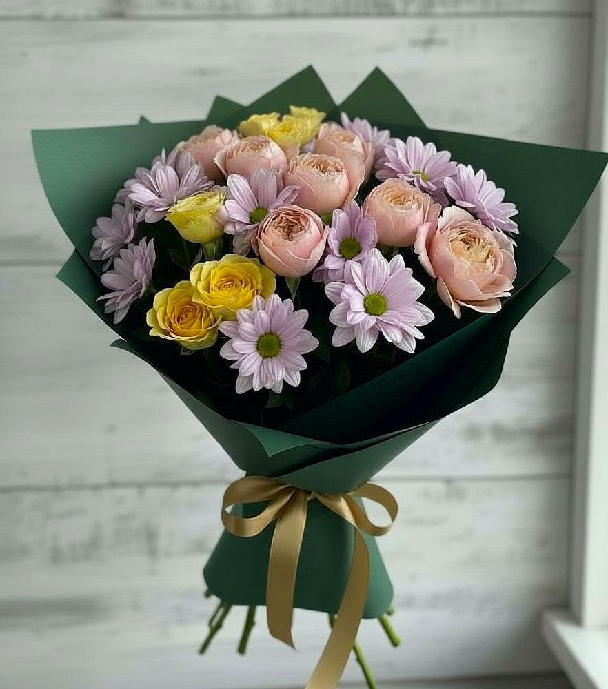 Букет цветов из: Хризантемы и Розы в Газопроводск