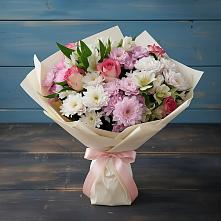 Букет цветов из:  Хризантемы, Альстромерии и Розы в Газопроводск