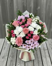 Букет цветов из:  Альстромерии, Гвоздики, Розы и Хризантемы #REPLACE_PRED# Газопроводск