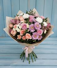 Букет цветов из:  Хризантемы, Розы и Альстромерии #REPLACE_PRED# Газопроводск