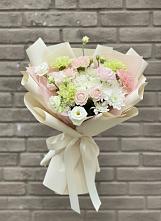 Букет цветов из:  Гвоздики, Розы, Лизиантусы и Хризантемы в Газопроводск